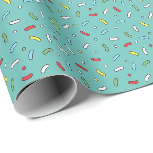Cute Cartoon Candy Sprinkles Teal ラッピングペーパー (ロールコーナー)