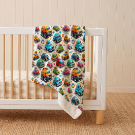 Cute Cartoon Cars Colorful Kids Cozy Sherpa Blanke シェルパブランケット