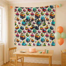Cute Cartoon Cars Colorful Kids Nursery Tapestry タペストリー