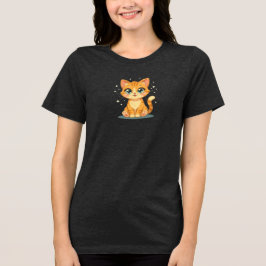 **Cute Cartoon Cat – Adorable Kitty Illustration** トライブレンドＴシャツ