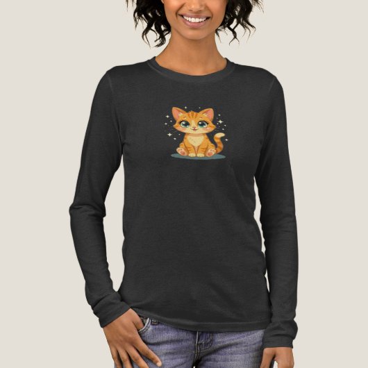 **Cute Cartoon Cat – Adorable Kitty Illustration** トライブレンドTシャツ (正面)
