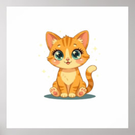 **Cute Cartoon Cat – Adorable Kitty Illustration** ポスター