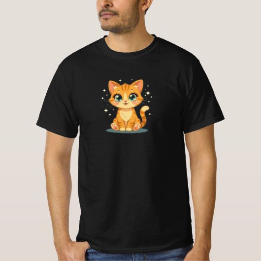 **Cute Cartoon Cat – Adorable Kitty Illustration** Tシャツ (正面)