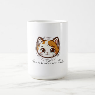 Cute Cartoon Cat Face Illustration コーヒーマグカップ