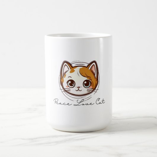 Cute Cartoon Cat Face Illustration コーヒーマグカップ (中央)