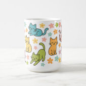 Cute Cartoon Cat & Flower Mug – Spring Pastel  コーヒーマグカップ (中央)