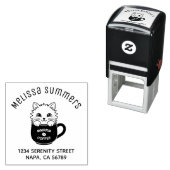 Cute Cartoon Cat in Coffee Mug Arch Address セルフインキングスタンプ (インサイチュ)