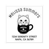 Cute Cartoon Cat in Coffee Mug Arch Address セルフインキングスタンプ (デザイン)