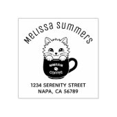 Cute Cartoon Cat in Coffee Mug Arch Address ラバースタンプ (インプリント)