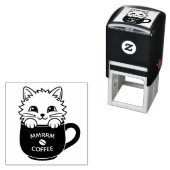 Cute Cartoon Cat in Coffee Mug Custom Text セルフインキングスタンプ (インサイチュ)