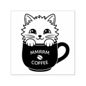 Cute Cartoon Cat in Coffee Mug Custom Text セルフインキングスタンプ (デザイン)
