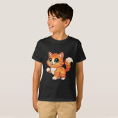 Cute Cartoon Cat Kids' T-Shirt Tシャツ (正面フル)