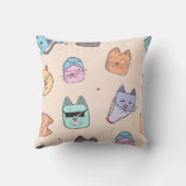 Cute Cartoon Cat Kitty Faces Pattern Patterns | Pa クッション (裏面)
