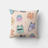 Cute Cartoon Cat Kitty Faces Pattern Patterns | Pa クッション (正面)
