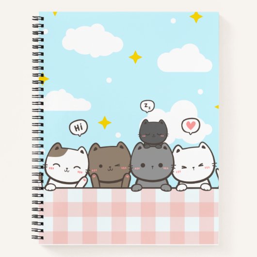 Cute Cartoon Cat Notebook  ノートブック (正面)