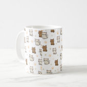 Cute Cartoon Cat Pattern Mug | Kawaii Kitty Coffee コーヒーマグカップ (正面左)