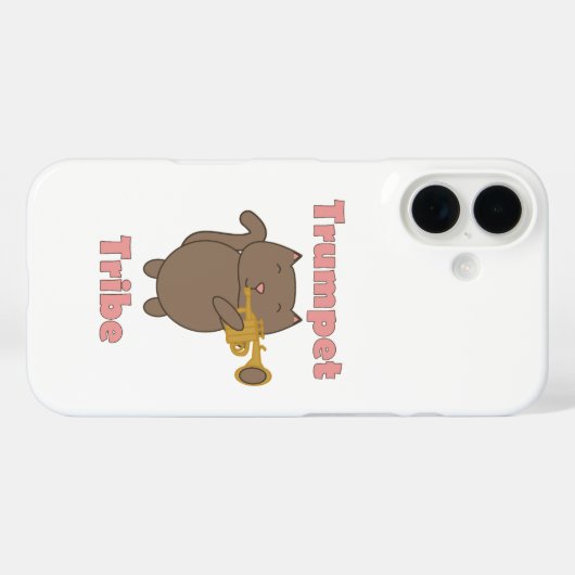 Cute Cartoon Cat Playing Trumpet Tribe Musical  Case-Mate iPhoneケース (裏面 (横))