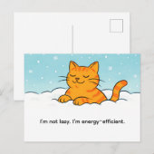 Cute Cartoon Cat Resting in Winter Snow ポストカード (正面/裏面)