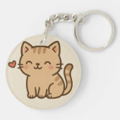 Cute Cartoon Cat Round Keychain – Full Print Desig キーホルダー (裏面)