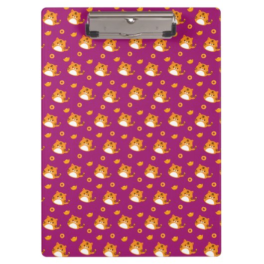 Cute Cartoon Cat Seamless Pattern | Kawaii Orange クリップボード (正面)