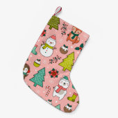 Cute cartoon character, pine trees and christmas e スモールクリスマスストッキング (正面 (吊り時))