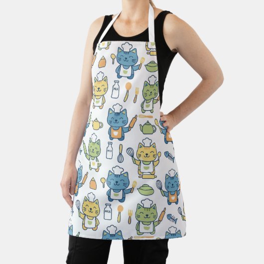 Cute Cartoon Chef Cats Apron Kawaii Kitten Baking エプロン (インサイチュ)