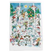 Cute Cartoon Christmas Polar Bear Penguin Party ミディアムペーパーバッグ (裏面)