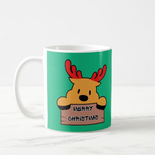 Cute Cartoon Christmas Reindeer  コーヒーマグカップ (左)