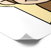 Cute Cartoon Clip Art Monkey with Grin Smile Star ポスター (角)