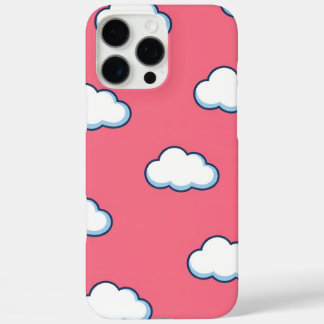Cute Cartoon Cloud Pattern on Pink iPhone 16 Pro Maxケース