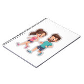 Cute Cartoon Couple Jogging Together – Healthy Lif ノートブック (左側)