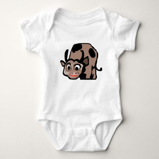 Cute Cartoon Cow Baby Bodysuit ベビーボディスーツ (正面)