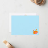 Cute Cartoon Crab Blue Ocean Custom Blank ノートカード (正面/裏面インサイチュ)