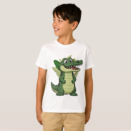 Cute Cartoon Crocodile Tシャツ (正面フル)
