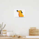 Cute Cartoon Dachshund Illustration – Funny Sausag ポスター (キッチン)