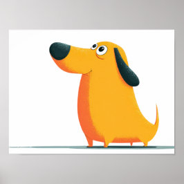 Cute Cartoon Dachshund Illustration – Funny Sausag ポスター