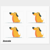 Cute Cartoon Dachshund Illustration – Funny Sausag 長方形シール (シート)