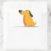 Cute Cartoon Dachshund Illustration – Funny Sausag 長方形シール (バッグ)