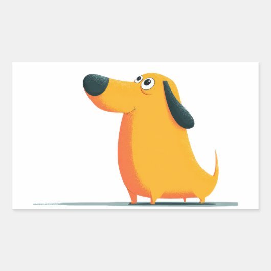 Cute Cartoon Dachshund Illustration – Funny Sausag 長方形シール (正面)