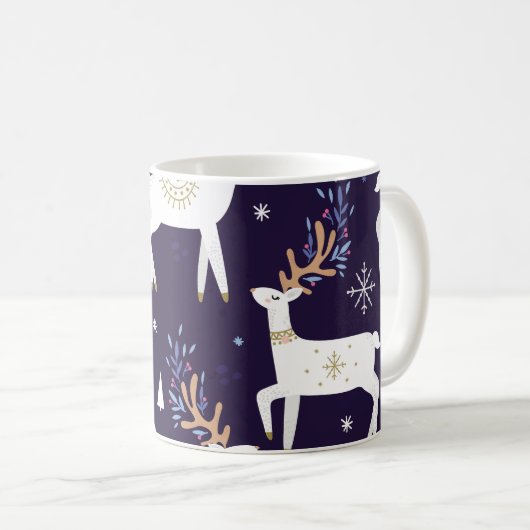 Cute cartoon deer seamless pattern, nursery backgr コーヒーマグカップ (正面右)