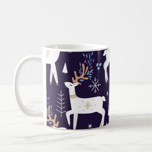 Cute cartoon deer seamless pattern, nursery backgr コーヒーマグカップ (左)
