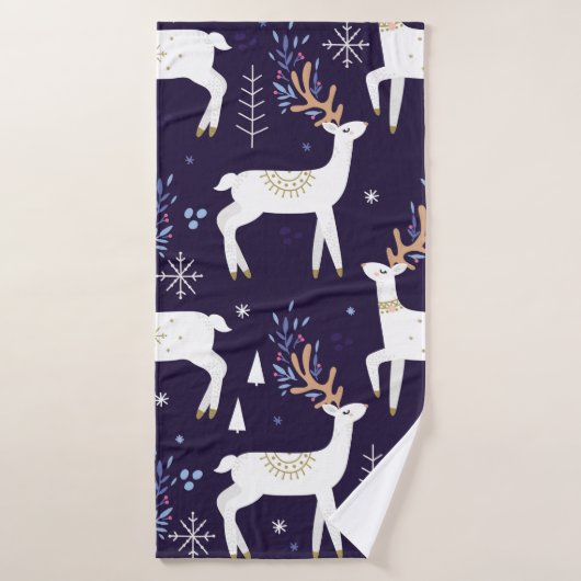 Cute cartoon deer seamless pattern, nursery backgr バスタオル (バスタオル)