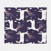 Cute cartoon deer seamless pattern, nursery backgr フリースブランケット (正面(横))