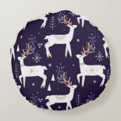 Cute cartoon deer seamless pattern, nursery backgr ラウンドクッション (裏面)
