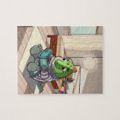 Cute Cartoon Dinosaur Reading Jigsaw Puzzle ジグソーパズル (横)