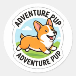 Cute Cartoon Dog Adventure Lover Vinyl Sticker ラウンドシール