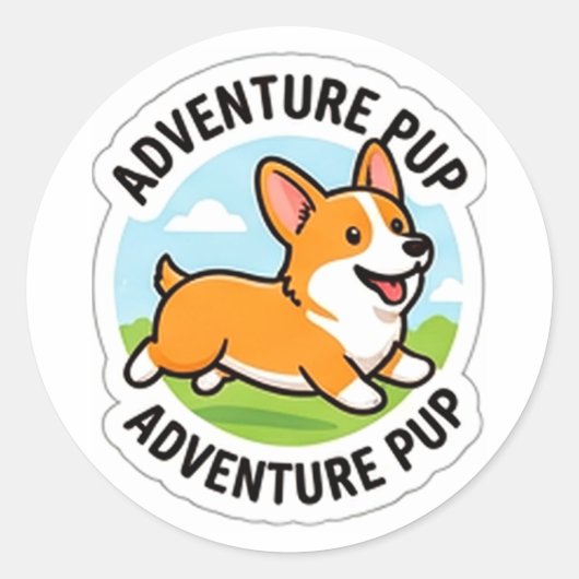 Cute Cartoon Dog Adventure Lover Vinyl Sticker ラウンドシール (正面)