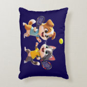 Cute Cartoon Dog and Cat Playing Padel Tennis – Fu アクセントクッション (正面(垂直))