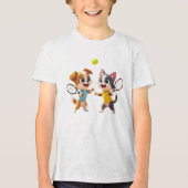 Cute Cartoon Dog and Cat Playing Padel Tennis – Fu トライブレンドＴシャツ (正面)