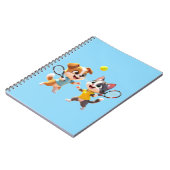 Cute Cartoon Dog and Cat Playing Padel Tennis – Fu ノートブック (左側)